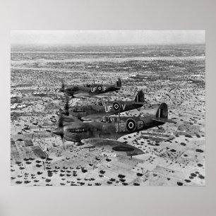 Poster Chasseurs Spitfire au-dessus de l'Afrique, 1943. P