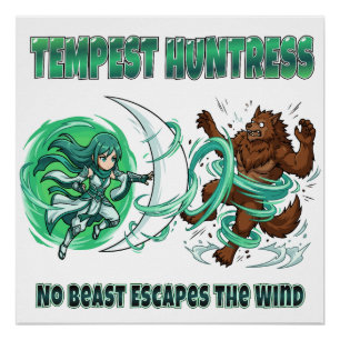 Poster Chasseuse de la Tempête de style Anime contre Comb