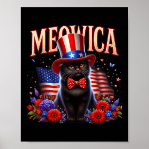 Poster Chat 4 juillet Drapeau Usa Meowica Jour du Souveni