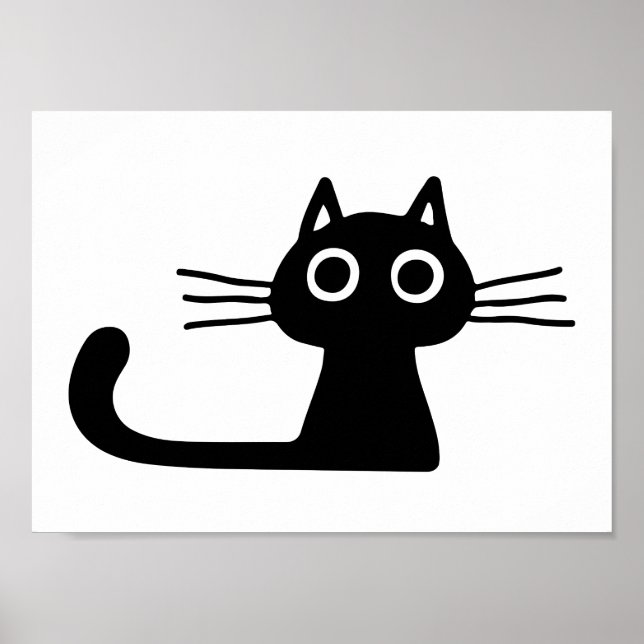 Poster Chat à Kitty Noir | Noir et blanc (Devant)