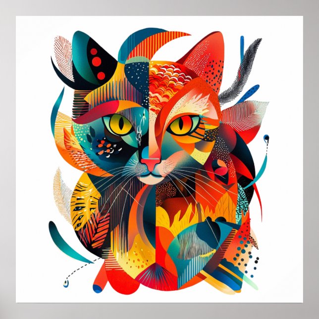 Poster Chat abstrait coloré 🐱🎨 (Devant)