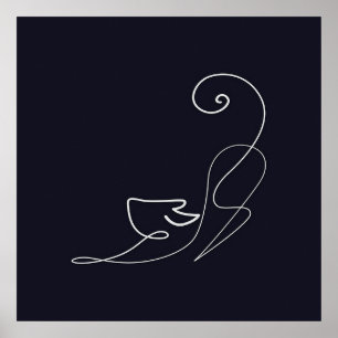 Poster Chat animal Art ligne AMOUREUX DES CHATS