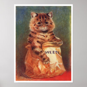 Poster Chat aux douceurs mélangées par Louis Wain