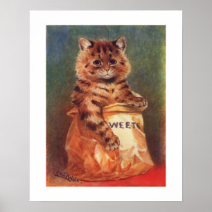 Poster Chat aux douceurs mélangées par Louis Wain