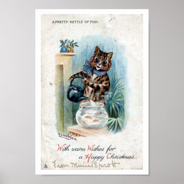 Poster Chat avec bouilloire, Louis Wain (Devant)