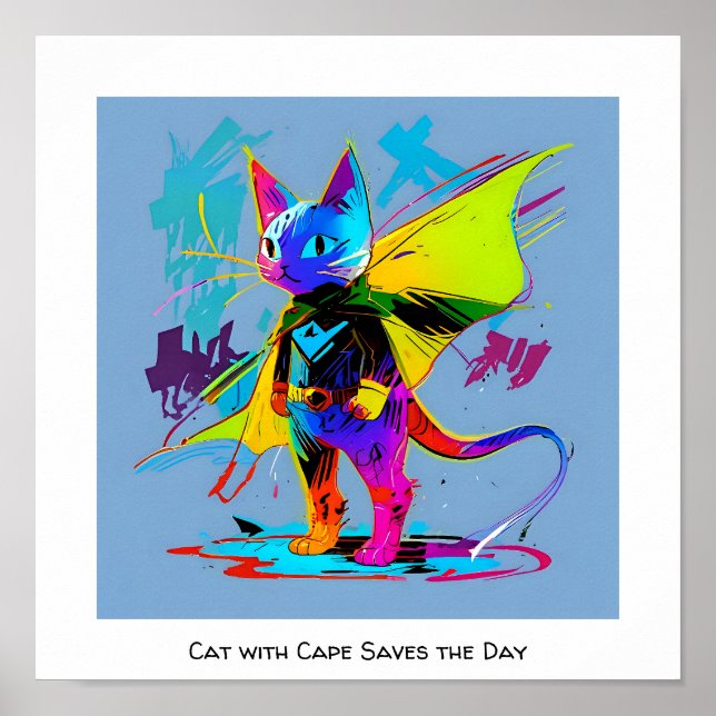 Poster Chat avec cape (Devant)