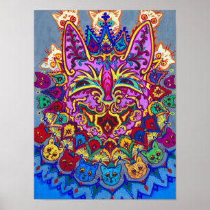 Poster Chat avec collier de chat par Louis Wain