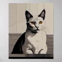 chat avec illustration des yeux jaunes