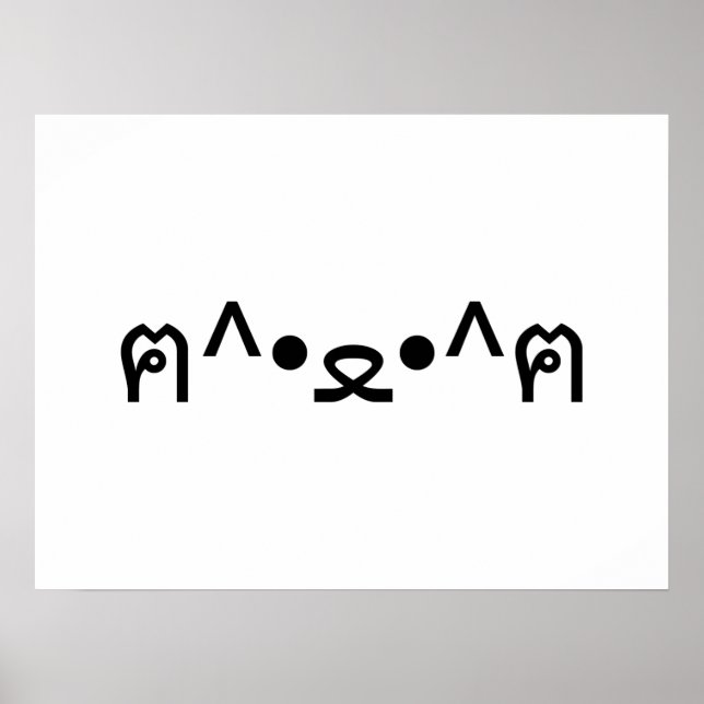 Poster Chat avec Paws Emoticon ฅ^ ・ ・^ฅ Kaomoji Japonais (Devant)