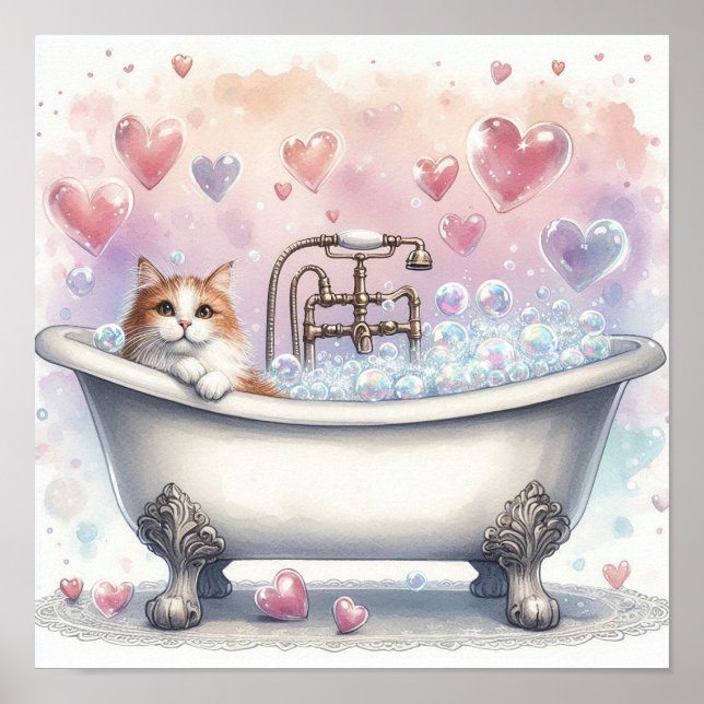 Poster Chat Bain Moussant (Devant)