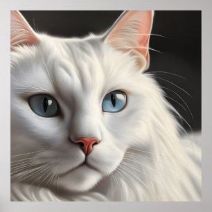 Poster Chat blanc.