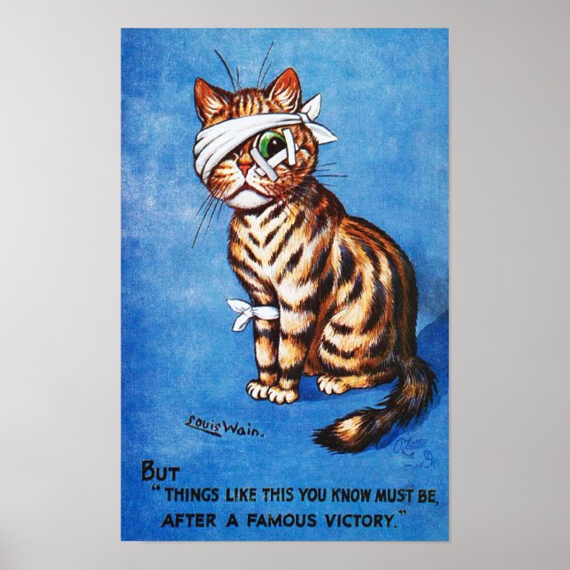 Poster Chat Blessure Honorable, Louis Wain (Devant)