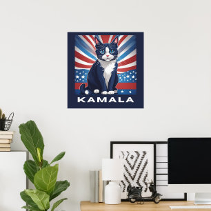 Poster Chat bleu pour Kamala 2024 Démocrate aux élections