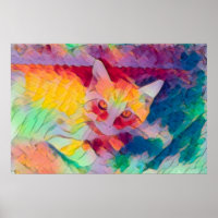 Chat Boho jaune coloré Hippie Pop Art