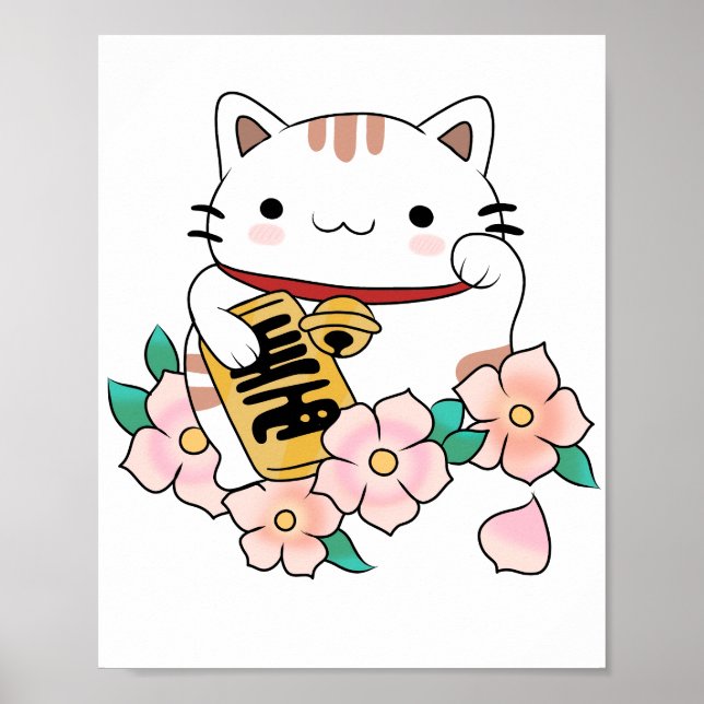 Poster Chat chanceux (Devant)
