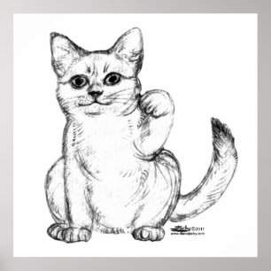 Poster Chat Chaton Maneki Neko Invite