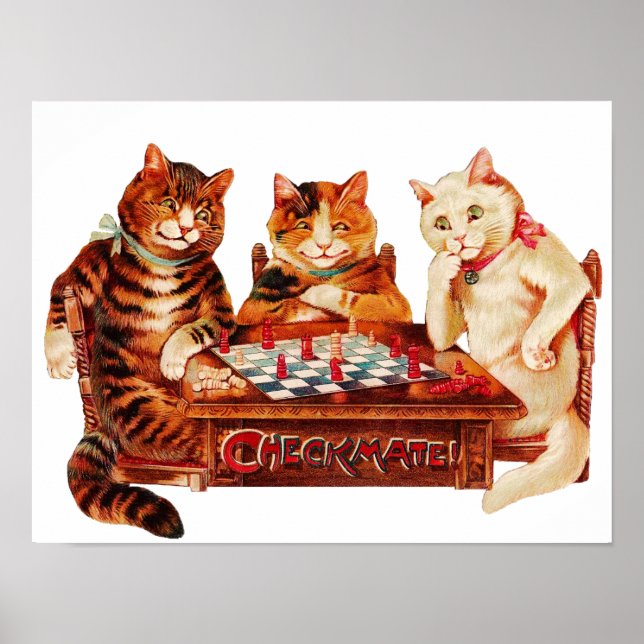 Poster Chat Chess Checkmate Louis Wain (Devant)