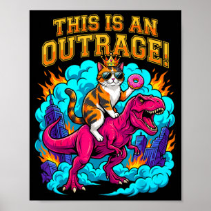 Poster Chat chevauchant un dinosaure c'est une outrage su