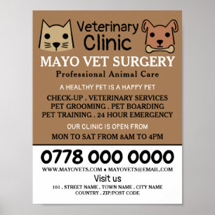 Poster Chat & Chien, Vétérinaire, Service Vétérinaire