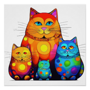 Poster Chat coloré