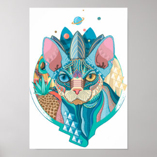 Poster Chat cosmique Sphynx