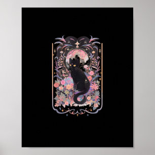 Poster Chat Cottagecore Académie Goblincore Sorcière Goth