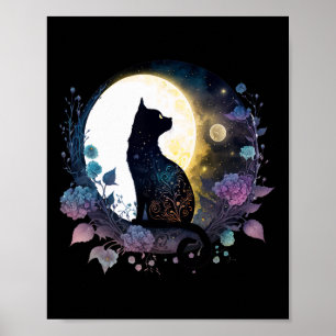 Poster Chat Cute Motif Chat En Chat Lune