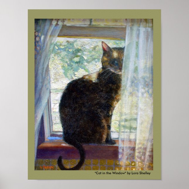 Poster Chat dans la fenêtre par Lora Shelley (Devant)