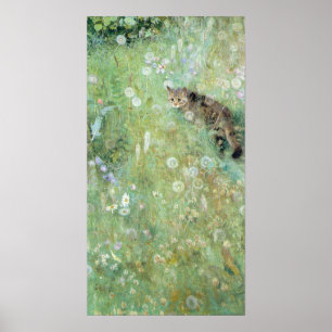 Poster Chat dans la prairie estivale, Bruno Liljefors