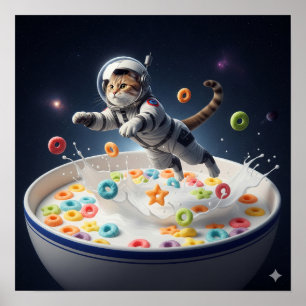 Poster Chat dans un Spacesuit