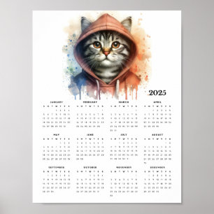 Poster Chat d'aquarelle en Sweat - shirt à capuche Splash