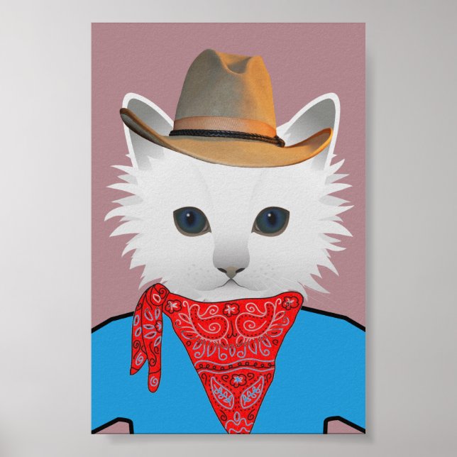 POSTER CHAT DE COWBOY (Devant)