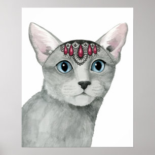 Poster Chat de Downton incrusté de bijoux