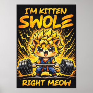Poster Chat de gym animé, chaton gonflé tout de suite, dr