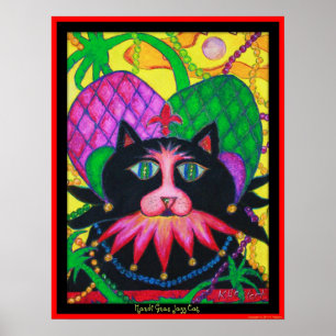 Poster Chat de jazz de mardi gras