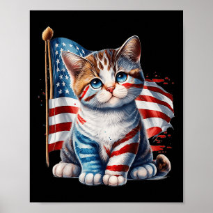 Poster Chat de la fête du Memorial Day 4 juillet drapeau