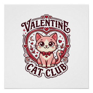 Poster Chat de la Saint-Valentin Dessin drôle pour amateu