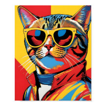 Chat de l'art pop cool en lunettes de soleil