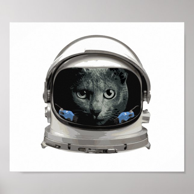 Poster Chat de l'astronaute du casque spatial (Devant)