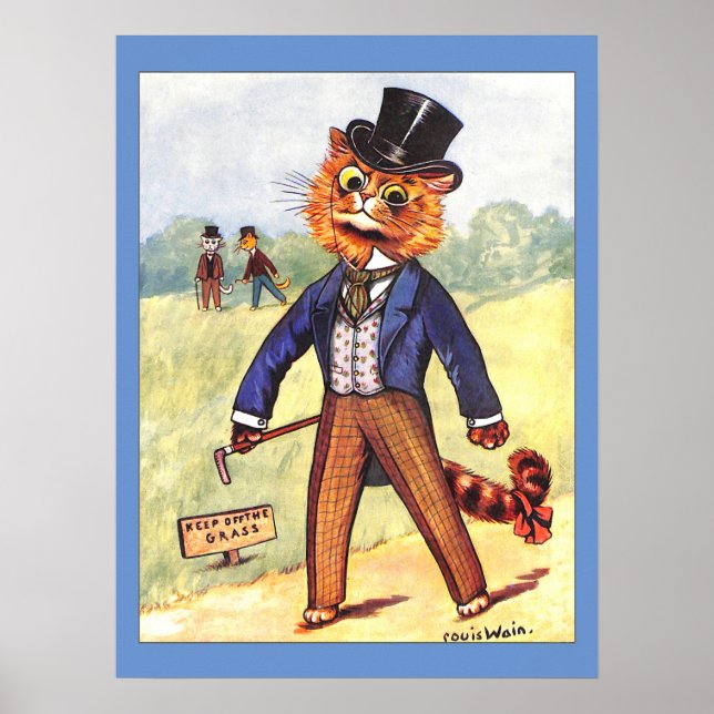Poster Chat de mode de Louis Wain (Devant)