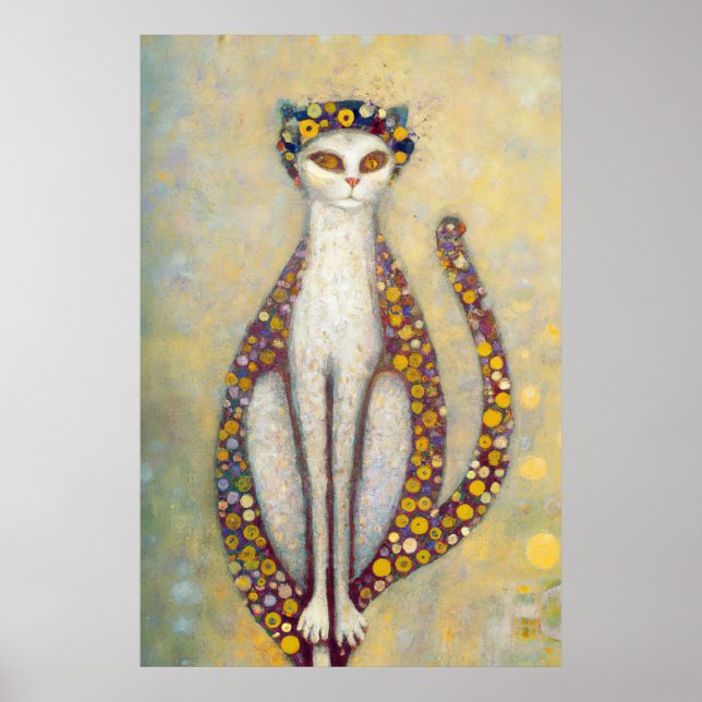 Poster Chat De Style Gustav Klimt, Art Nouveau (Devant)