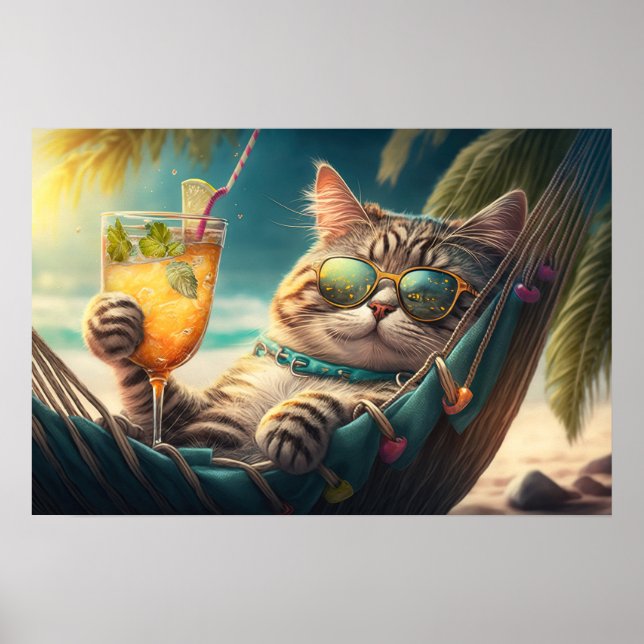 Poster Chat de vacances (Devant)