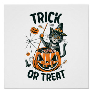 Poster Chat d'Halloween abstrait