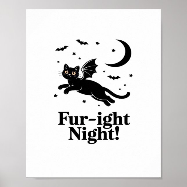 Poster Chat d'Halloween Éffrayant et élégant inspiré Feli (Devant)
