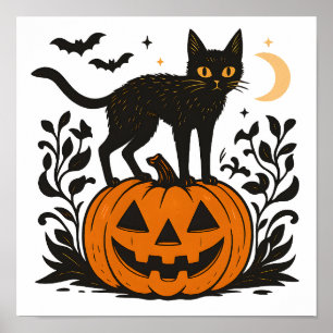 Poster Chat d'Halloween Purr-parfaitement Éffrayant