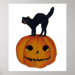 Poster Chat d'Halloween vintage