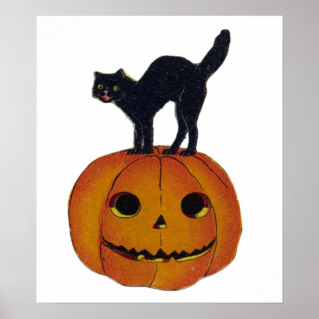 Poster Chat d'Halloween vintage (Devant)