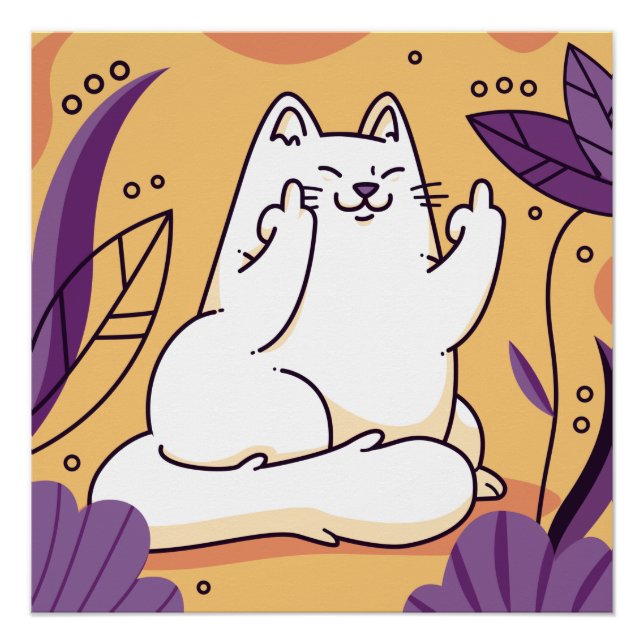 Poster Chat donnant l'affiche (Devant)