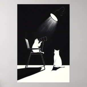 Poster Chat drôle avec télescope