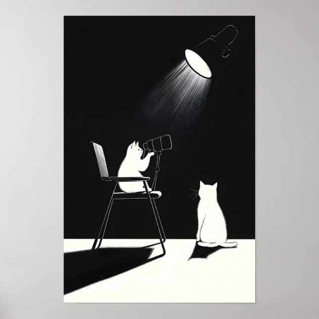 Poster Chat drôle avec télescope (Devant)